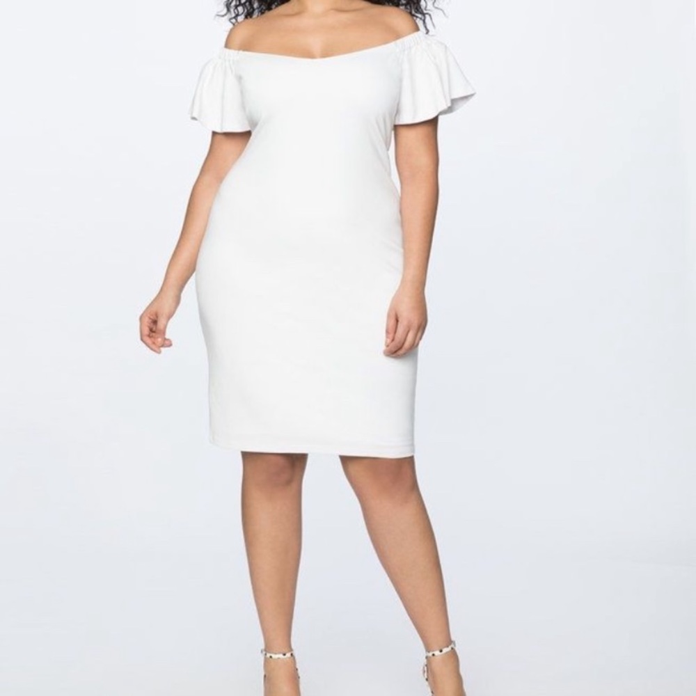 Eloquii White Dress Off shoulder sz 14